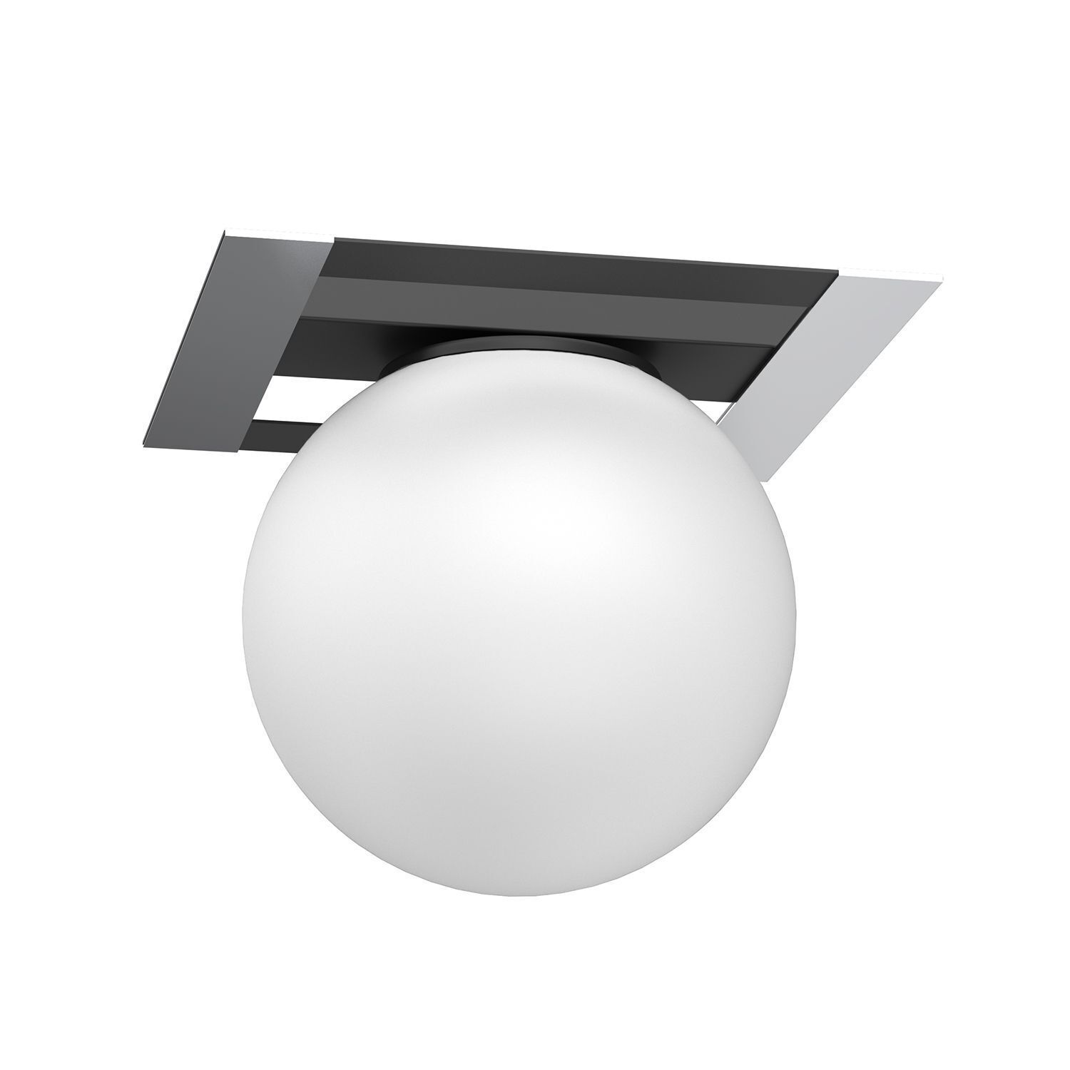 Lampe de plafond verre métal noir blanc chrome E27 sphère