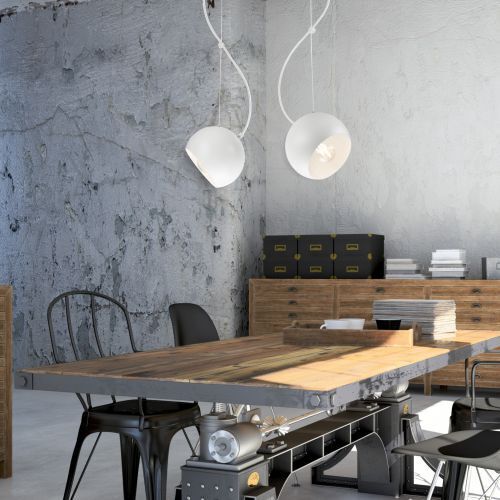 Lampe Salon Suspension blanche métal allongée