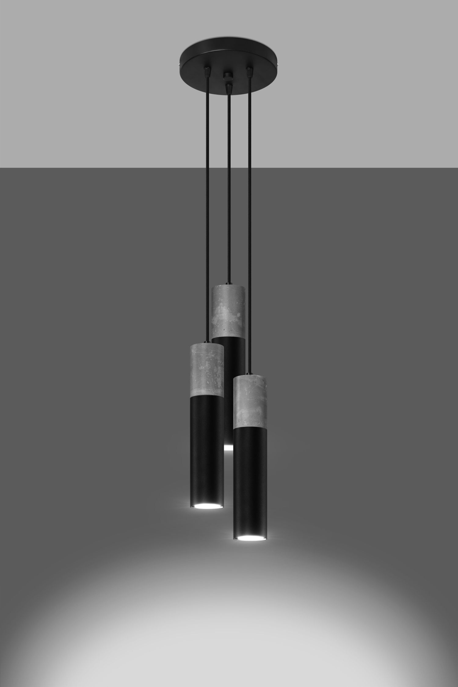 Lampe à suspendre Noir Gris Ø 20 cm Métal Béton 3 flammes