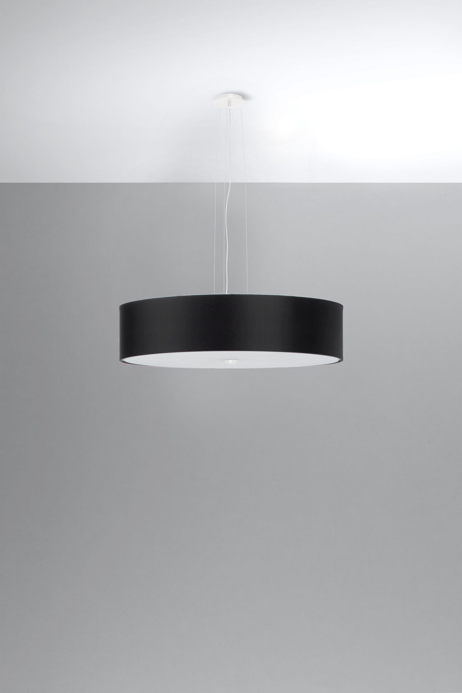 Suspension ronde Ø 50 cm Noir faible éblouissement Tissu Verre