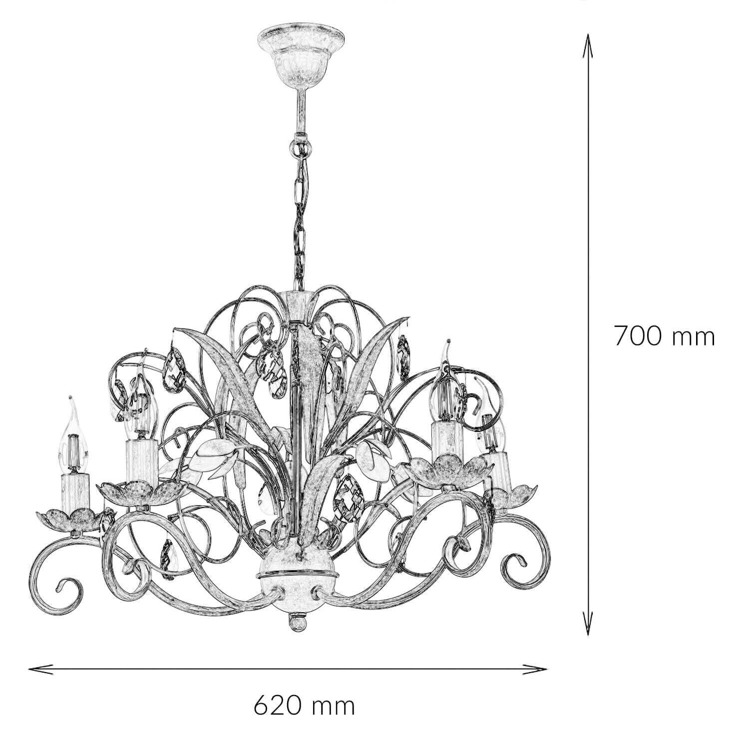 Lampe à suspendre Floral Ø62cm 5-flmg