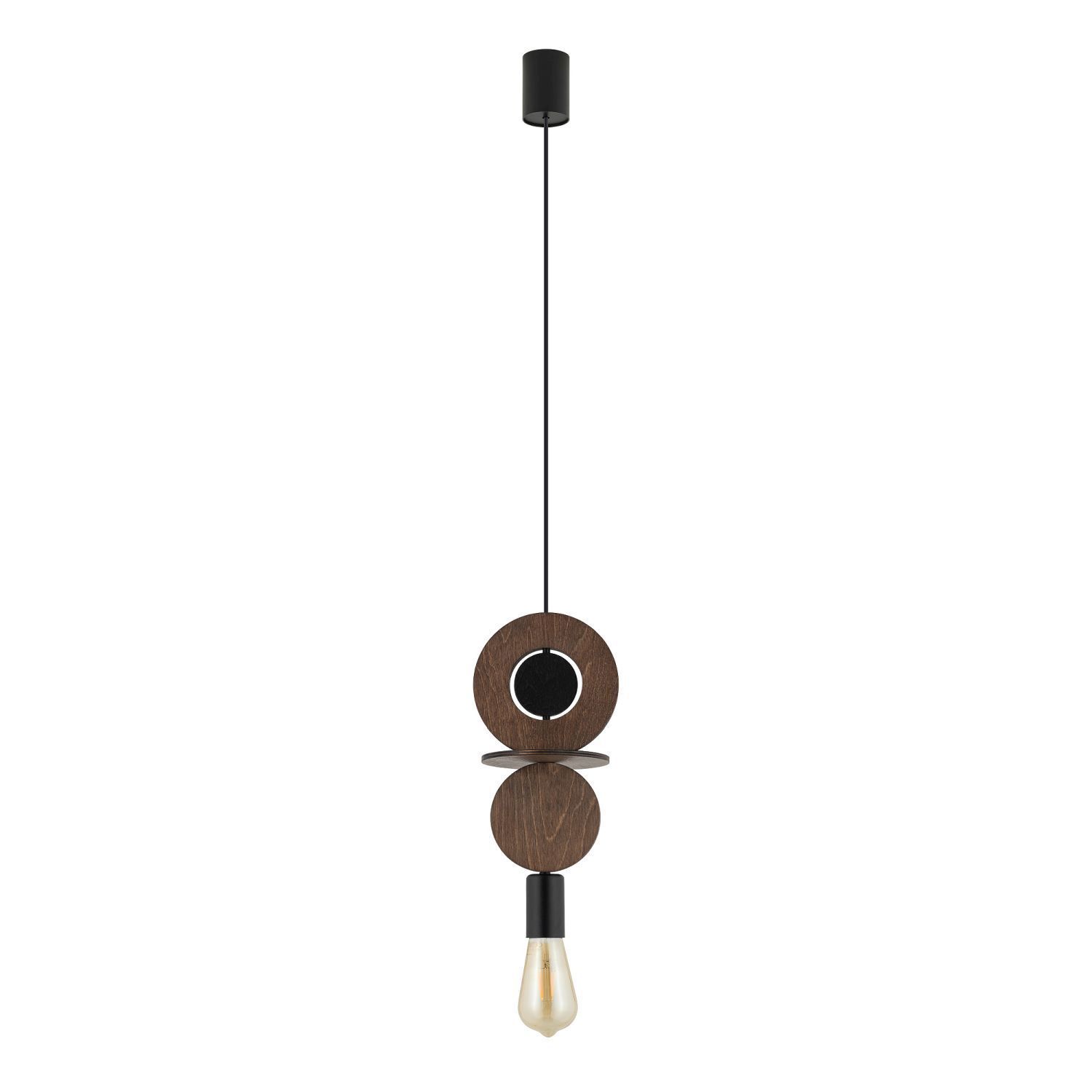 Suspension décorative bois métal Ø16 cm rond E27