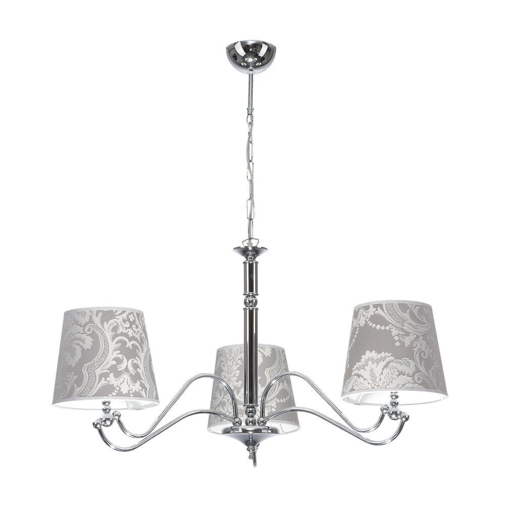 Lustre MARESSA Chrome Gris Abat-jour Motif baroque