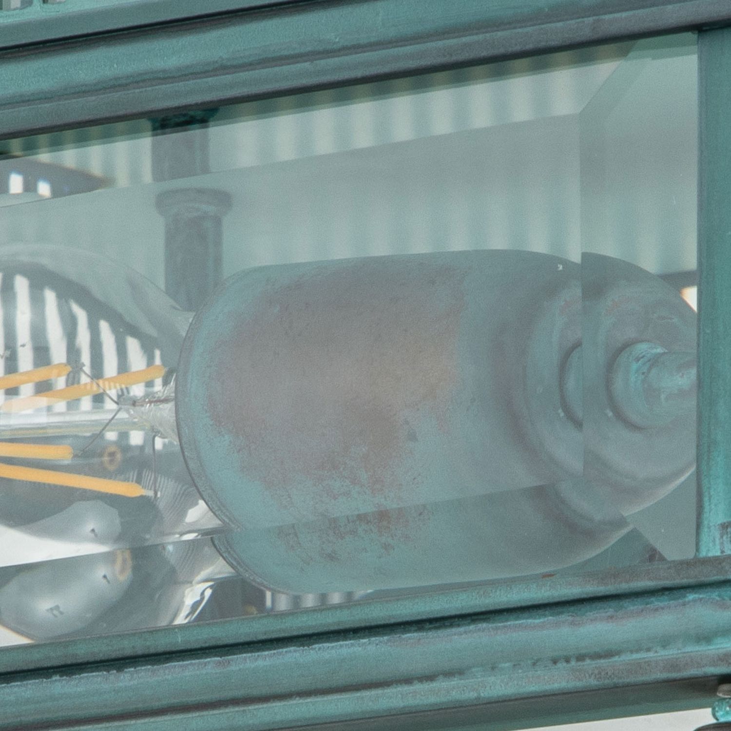 Lampe d'extérieur laiton véritable verre 30 cm de large IP44 E27 vert antique Auto, Transport, Fahrzeug