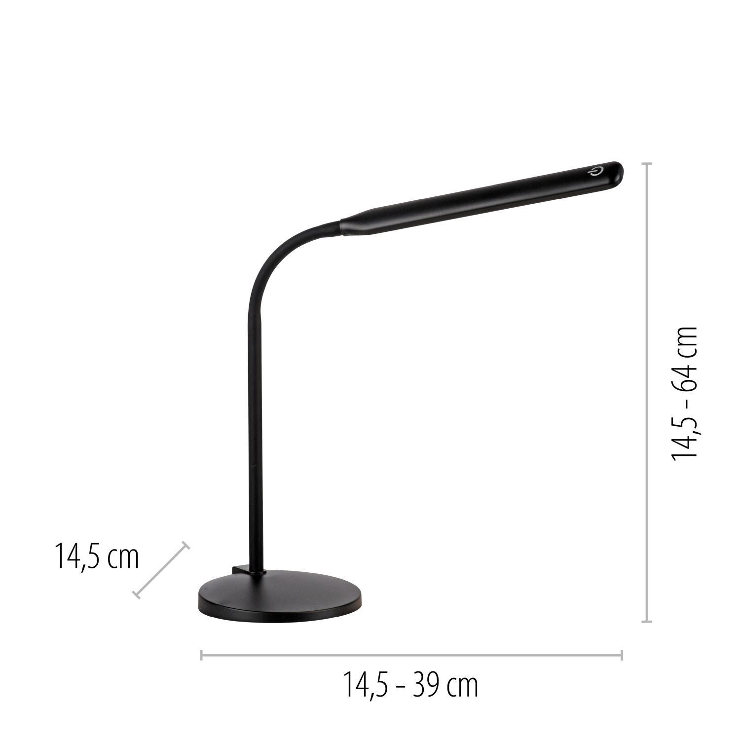 Lampe de bureau LED noire Touch 64 cm 6 W flexible