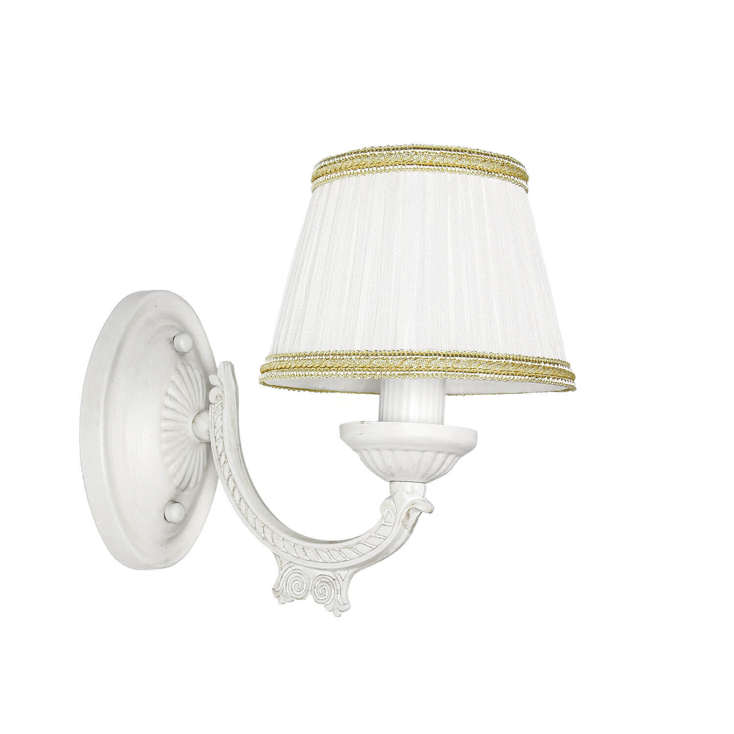 Wandlampe Shabby Weiß Stoff Klassisch E14 SOFIA Lampe