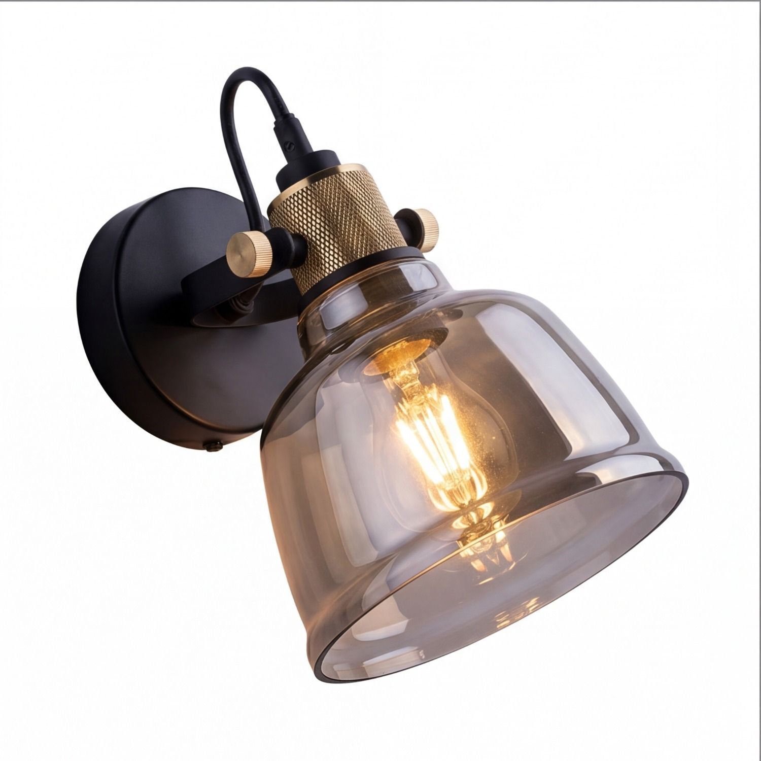 spots-glaslampe-deckenspots-wohnzimmer-industrial-leuchte-zero-1x-e27-max.-60w-schwarz-rauch-lele50722-03 Wandlampe, Wandleuchte, Glaslampe, Nachtlampe, Brass Akzent