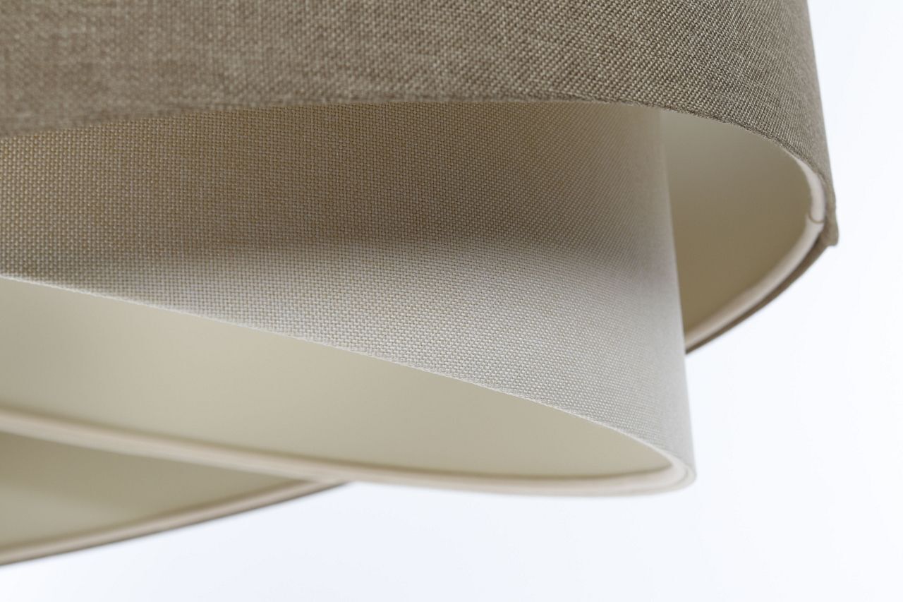Suspension réglable Marron Crème E27 ronde Ø 45 cm Tissu