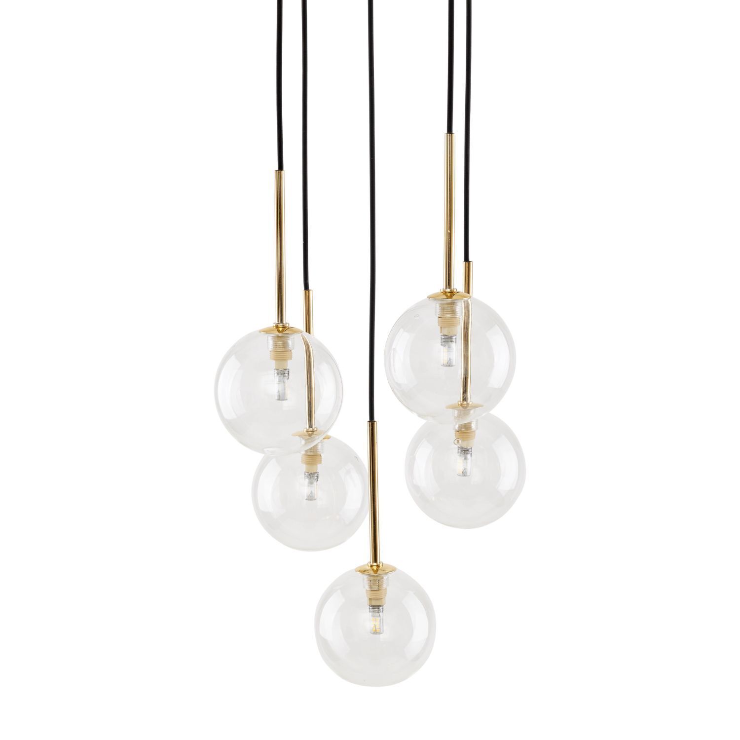 Lampe à suspendre verre métal Ø 35 cm 5 flammes G9 réglables