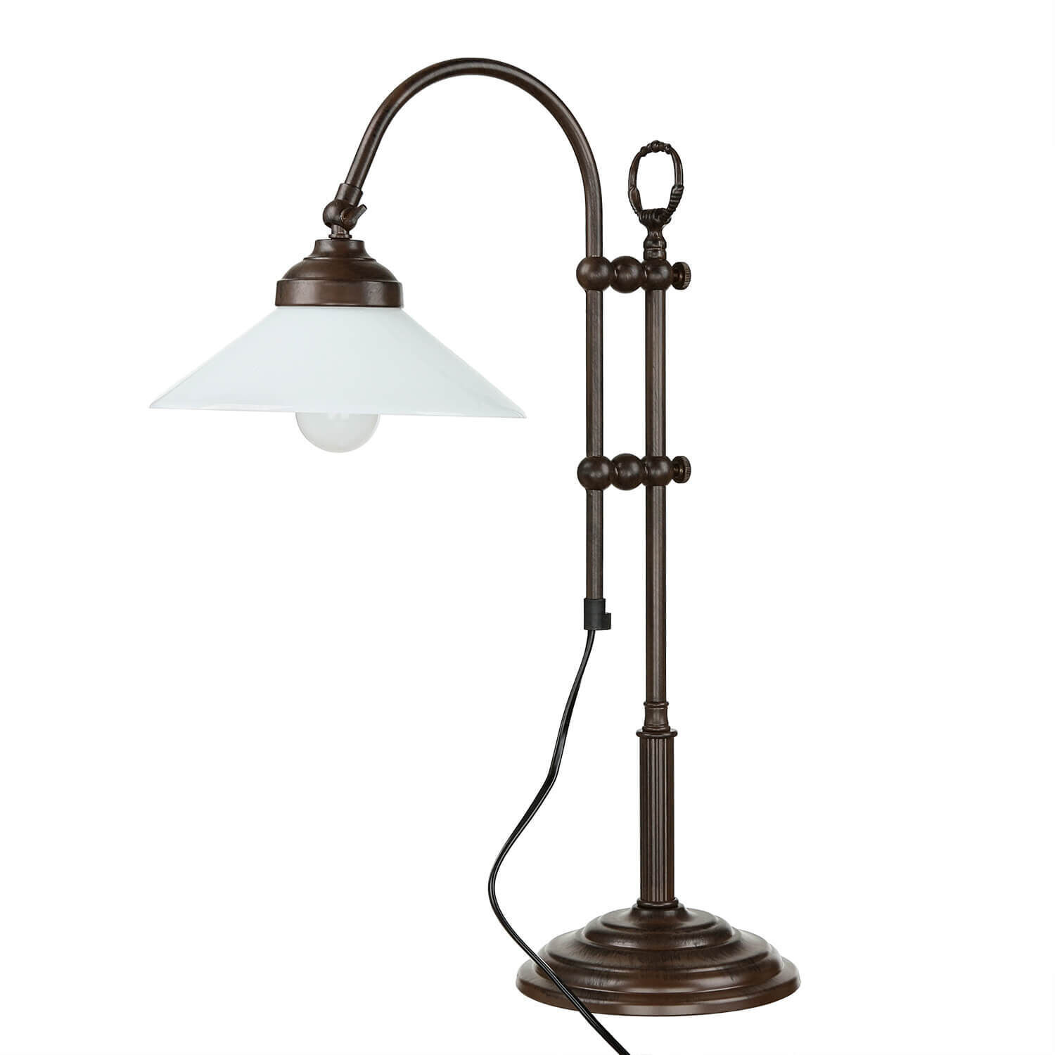 Tischlampe, Wandleuchte, Bronzefarbene Lampe, Industriestil, Lampenglas