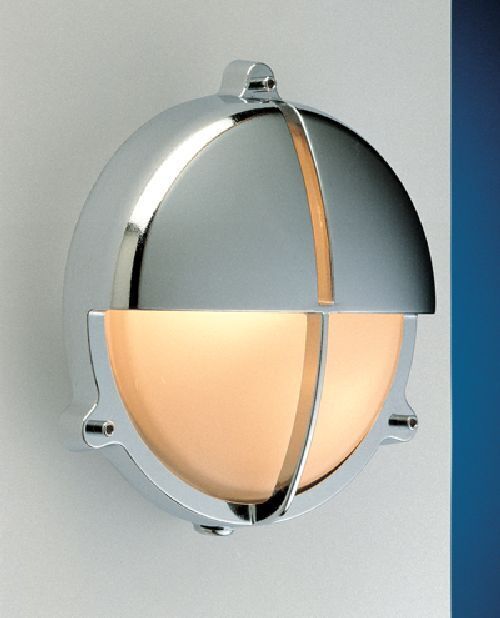 Applique extérieure chrome IP54 en laiton ronde Maritim