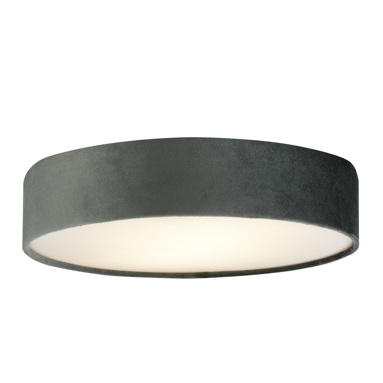 Plafonnier rond Ø 50 cm H : 10 cm Gris velours Abat-jour 3x E27