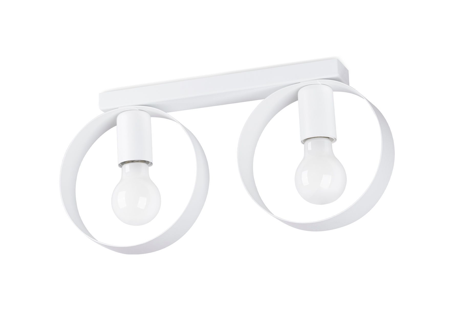 Plafonnier blanc métal 40 cm de long 2 flammes E27