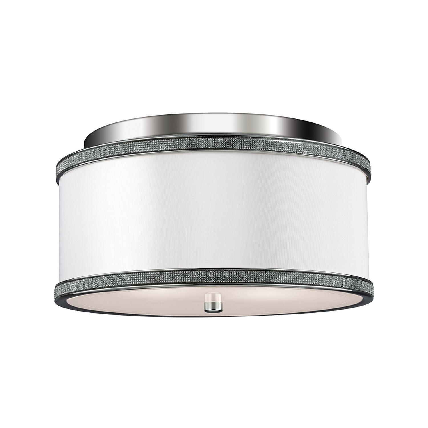 Plafonnier rond 33 cm Blanc Nickel E27 Soie Métal