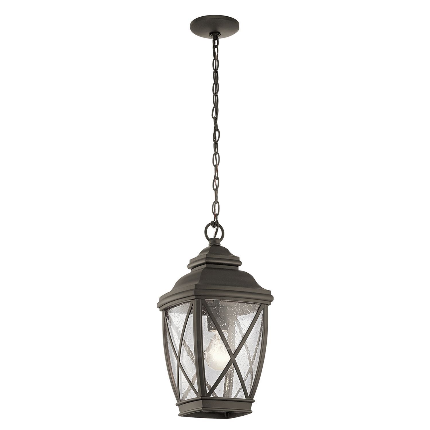 Lampe à suspendre extérieure Aluminium Verre Rustique IP44 en bronze