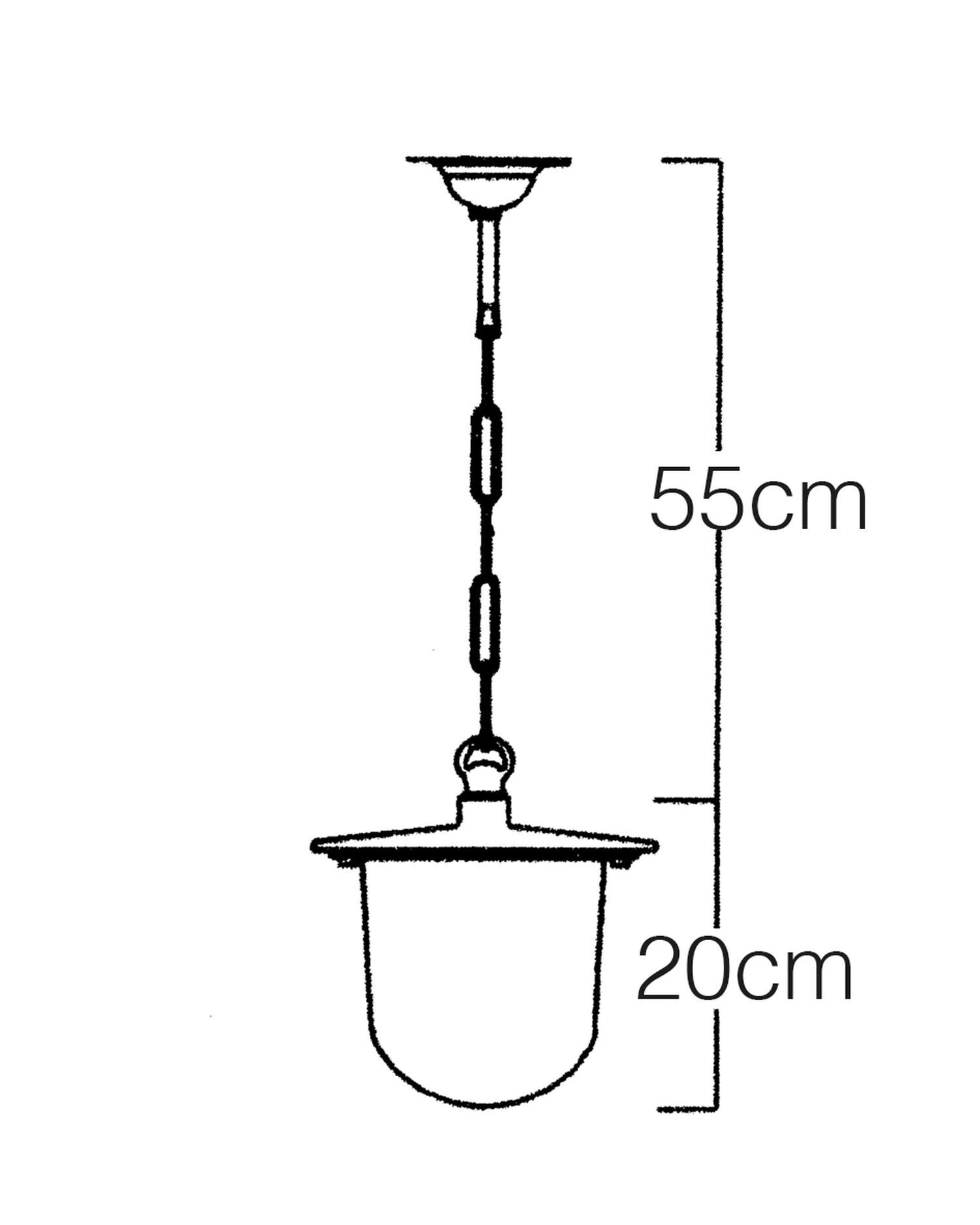 Lampe d'extérieur suspendue laiton verre H : max. 75 cm IP44 E27