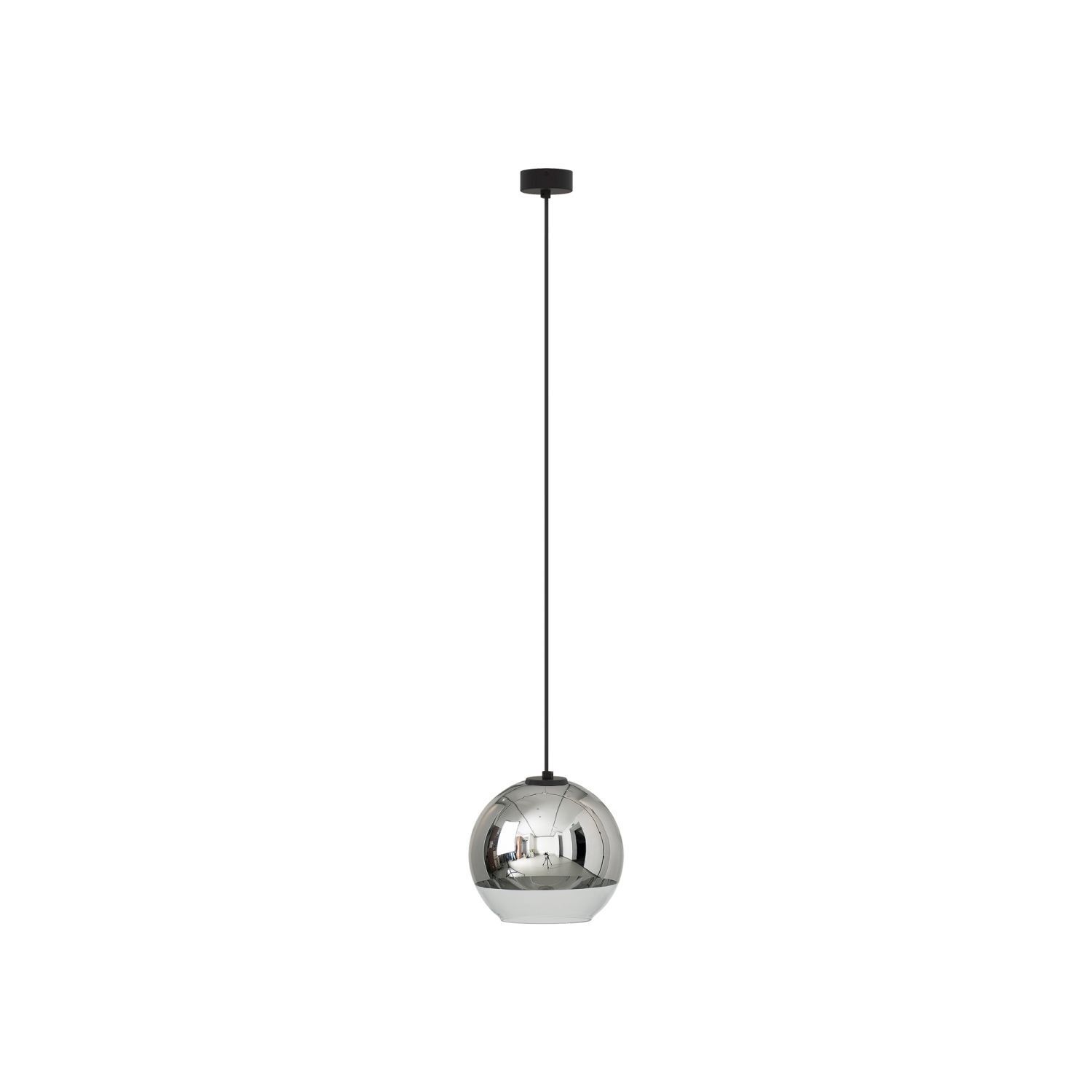 Suspension chrome E27 Ø 20 cm verre métal Abat-jour sphérique