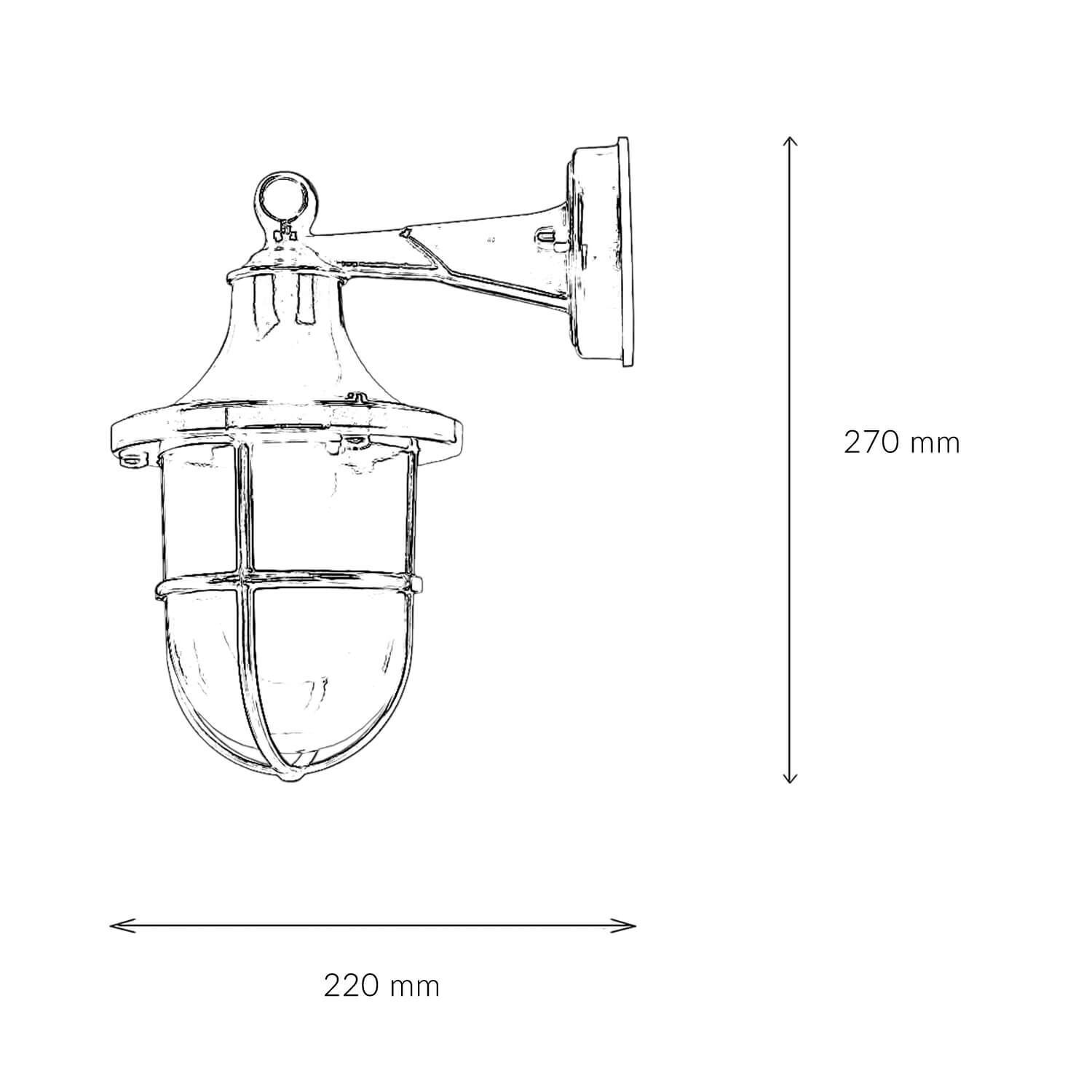 Lampe d'extérieur murale IP64 E27 verre laiton bleu marine