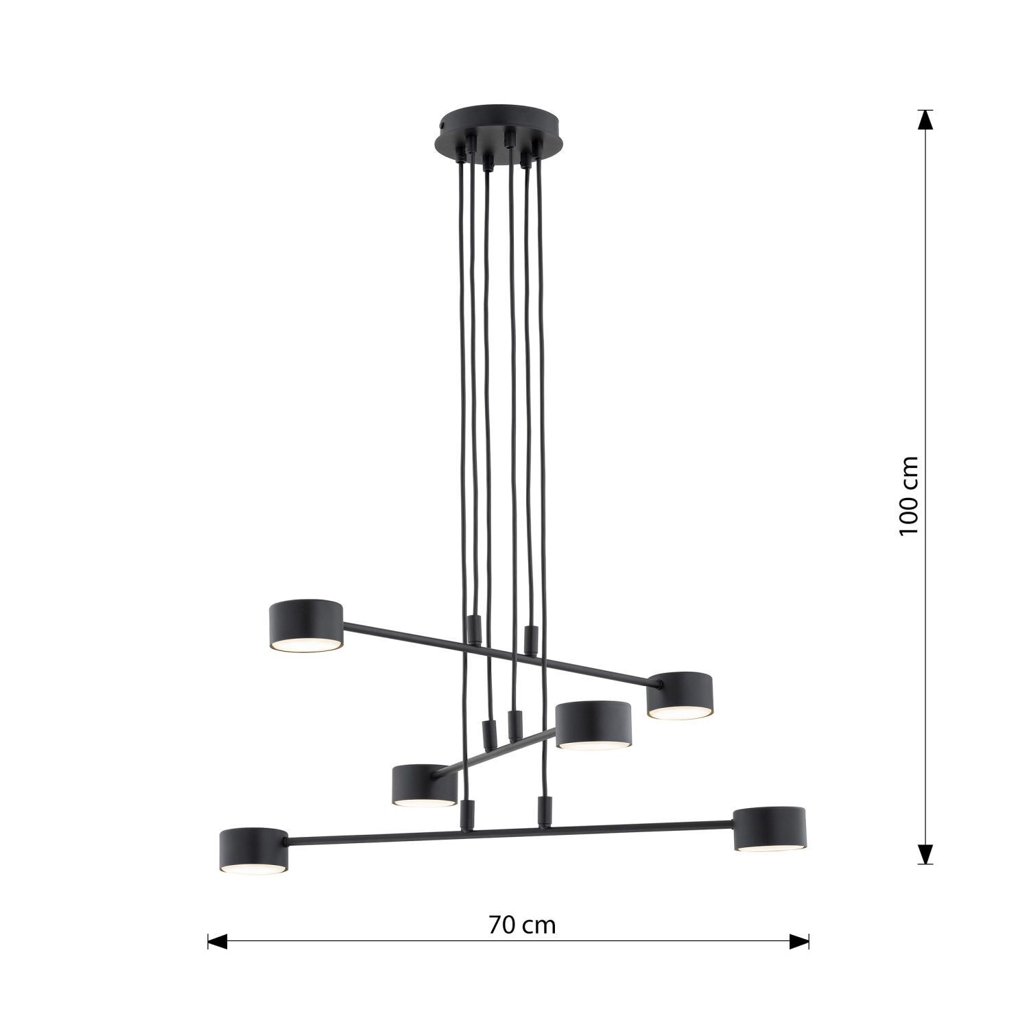 Suspension noir métal L : 70 cm réglable 6x GX53