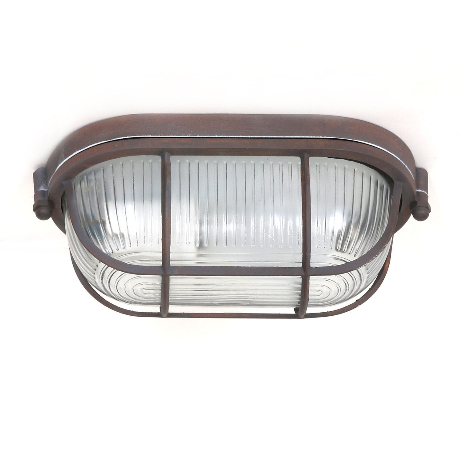 Lampe de plafond verre cannelé métal brun L:21 cm Industrie