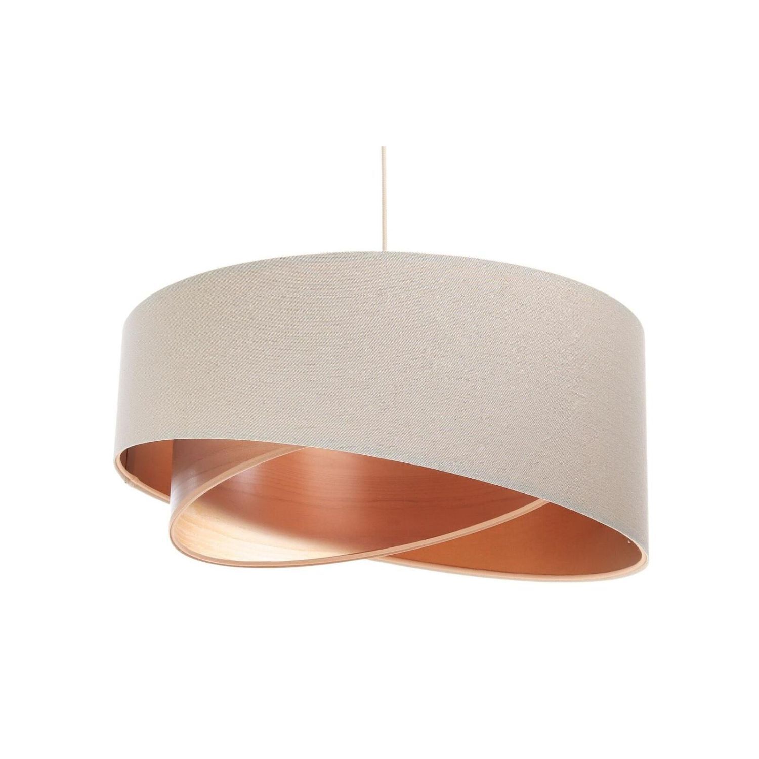 Suspension lin E27 ronde D : 50 cm Moderne Beige Cuivre