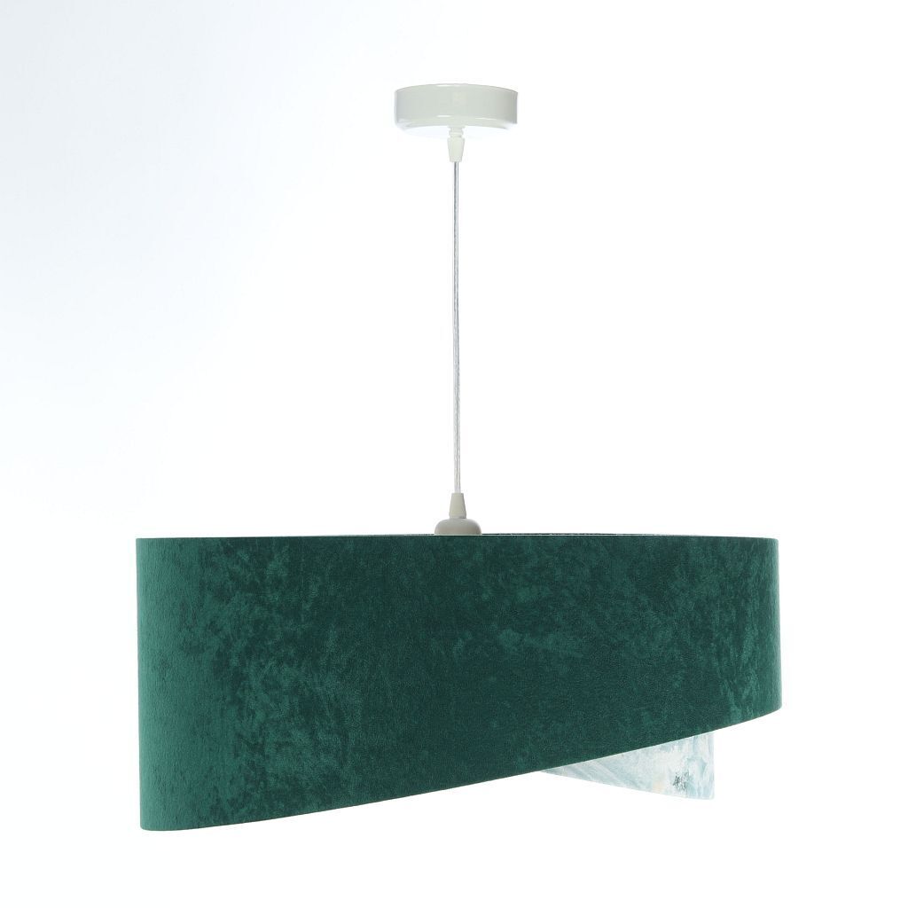 Suspension Tissu Ø 50 cm Aspect velours E27 Vert Bleu Or