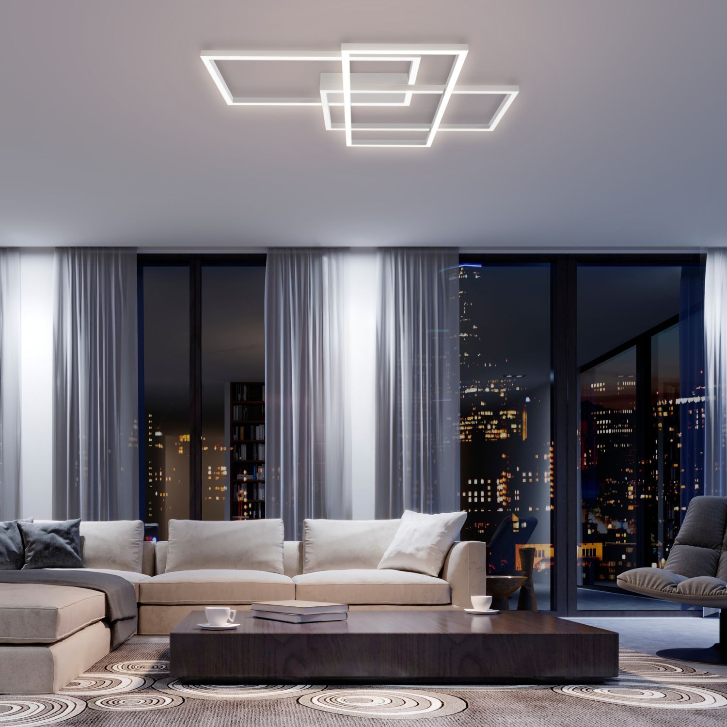 Plafonnier métal LED blanc changement de couleur 3000-4000 K