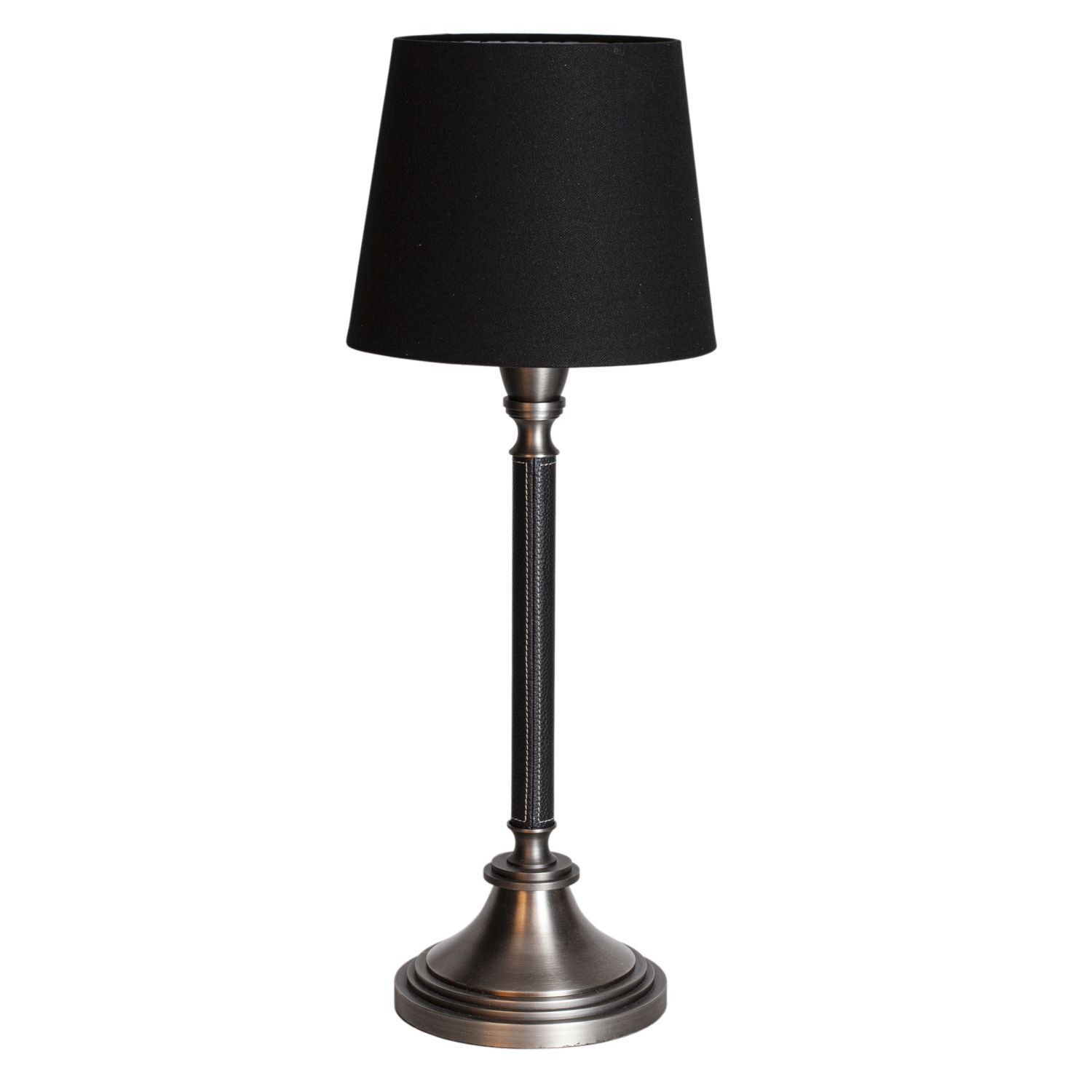Lampe de table tissu métal E27 59,5 cm en noir argenté
