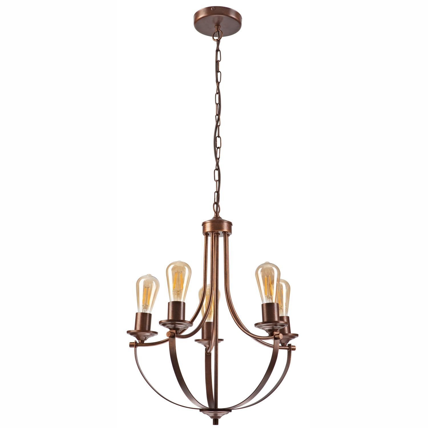 Lustre Rustique Métal Ø 45 cm 5-flamme E27 Marron