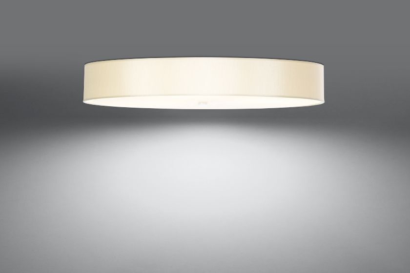 Plafonnier grand Ø 100 cm rond Blanc tissu verre anti-éblouissant