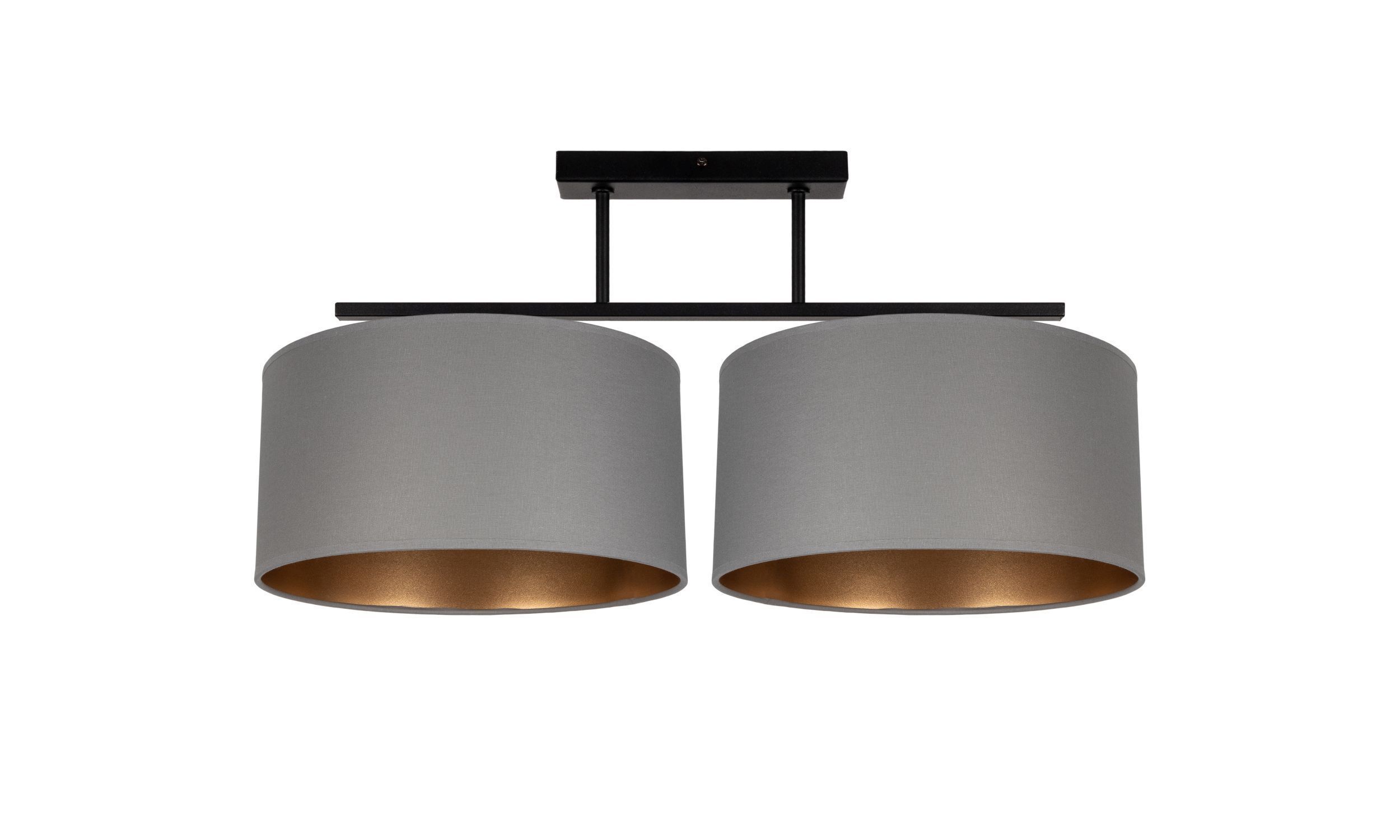 Lampe de plafonnier Tissu noir éblouissant gris or E27 70 cm