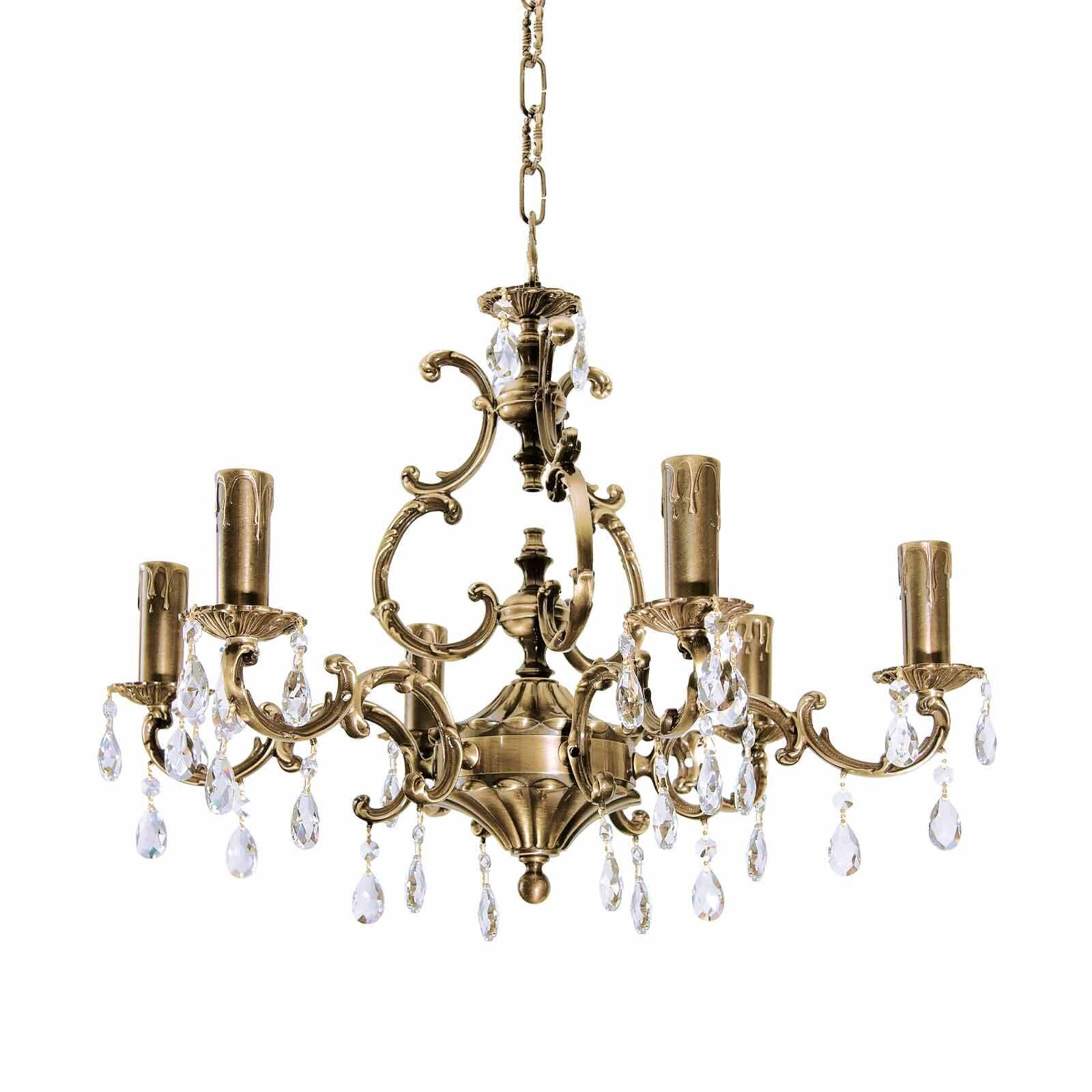 Lustre laiton cristal Ø 65 cm 6-flamme E14 en bronze