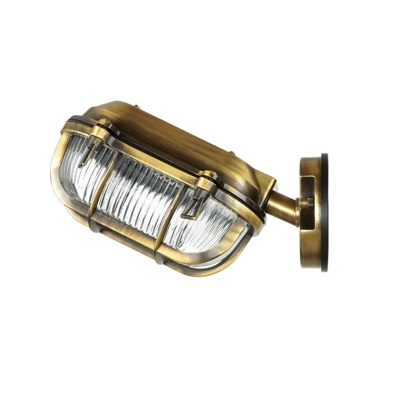 Lampe d'extérieur maritime laiton verre strié IP64 E27