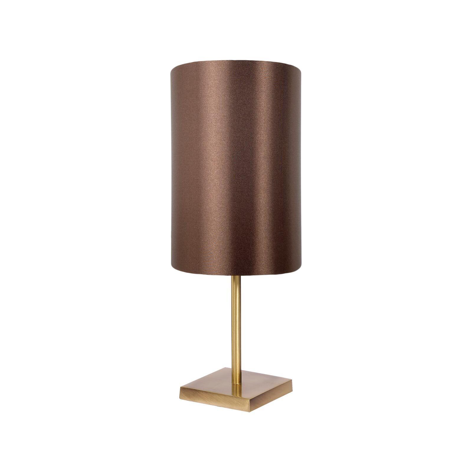 Lampe de table laiton tissu 38,5 cm E27 en bronze clair brun