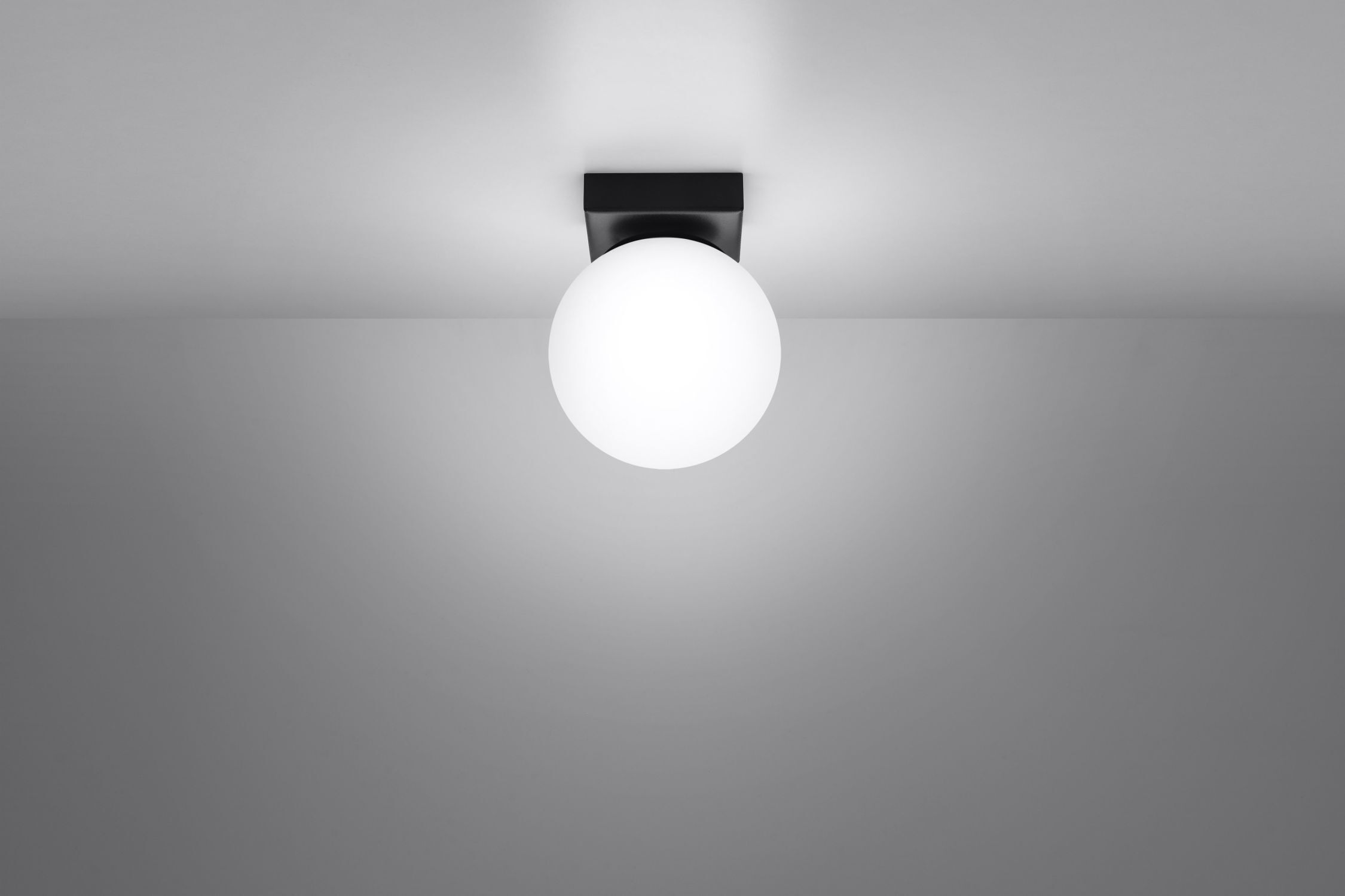 Plafonnier Abat-jour sphérique Ø 12 cm Blanc Noir G9 Verre