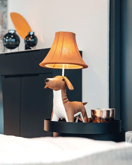 Lampe de table marron chien 48 cm chambre d'enfant salon