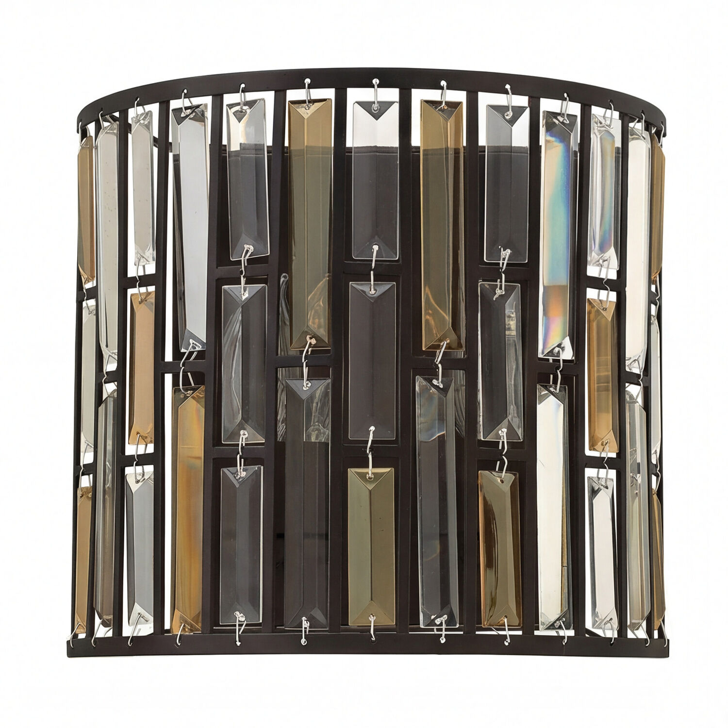 hänger, wandlampe, glasstücke, metallrahmen, lampenschirmlampe