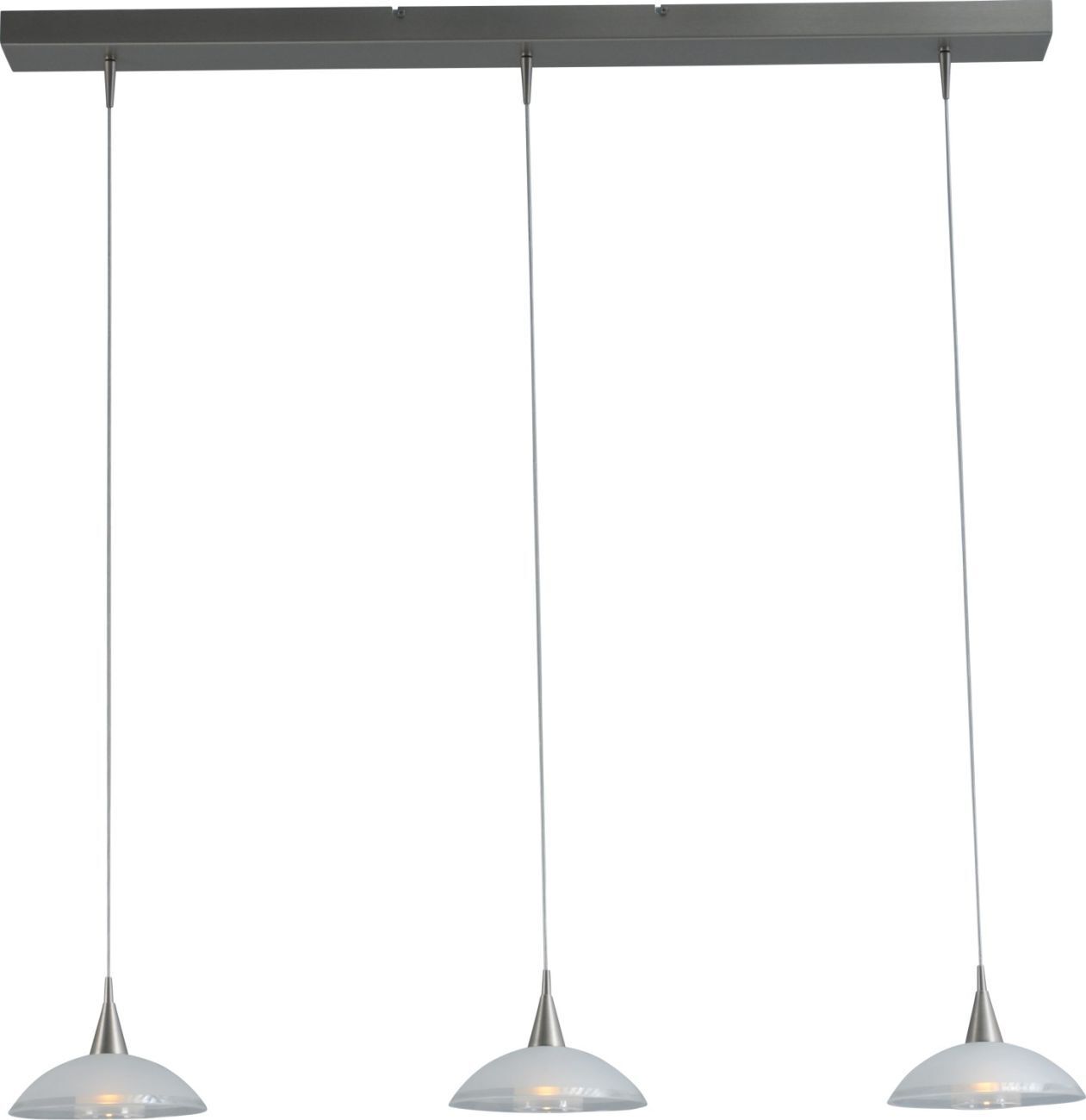 Suspension LED Abat-jour en verre aspect nickel mat