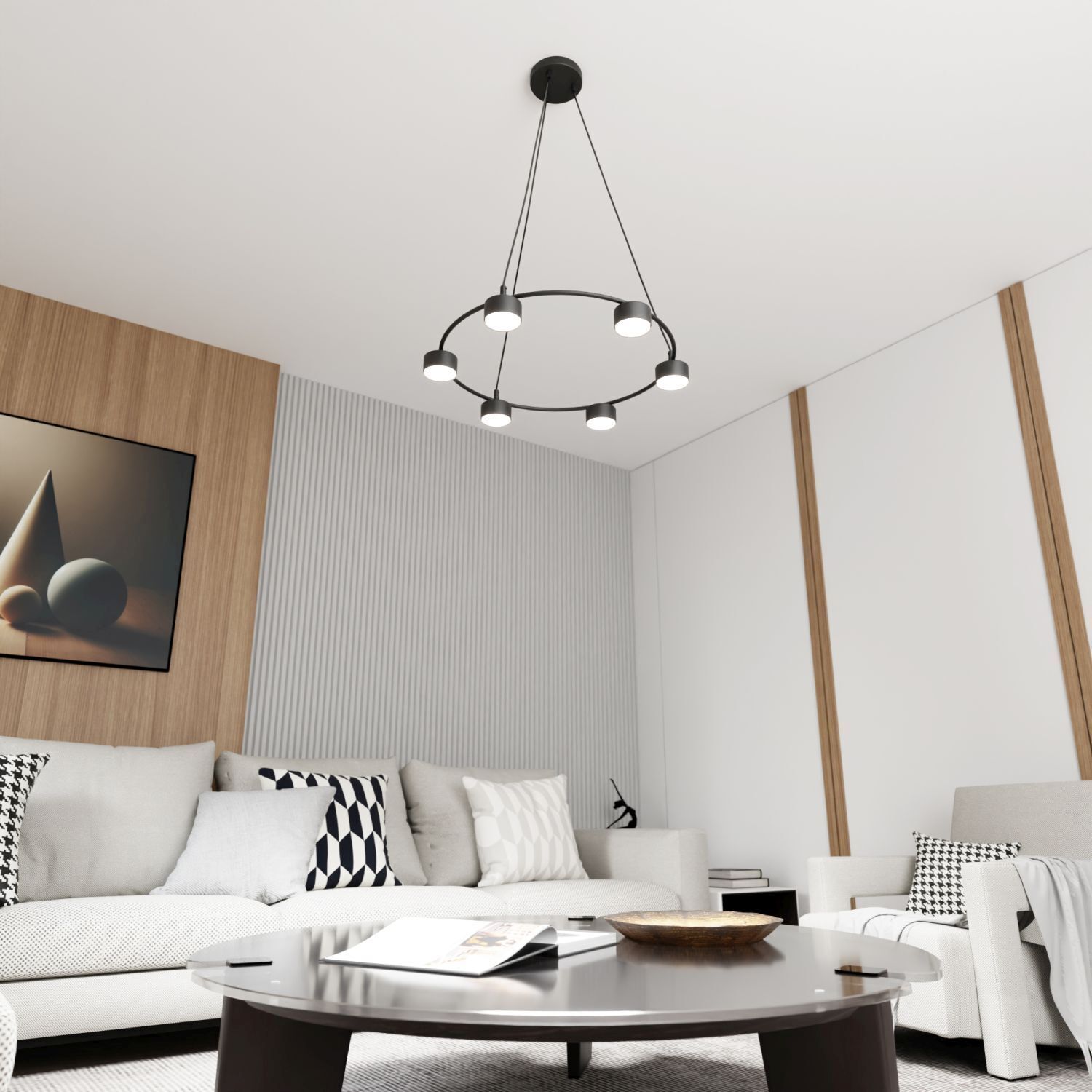 Suspension Noir Métal accentué L:64 cm GX53