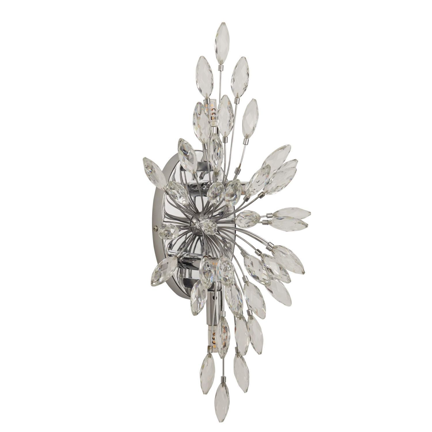 Lampe murale cristal métal H : 47 cm en chrome clair 4x G9