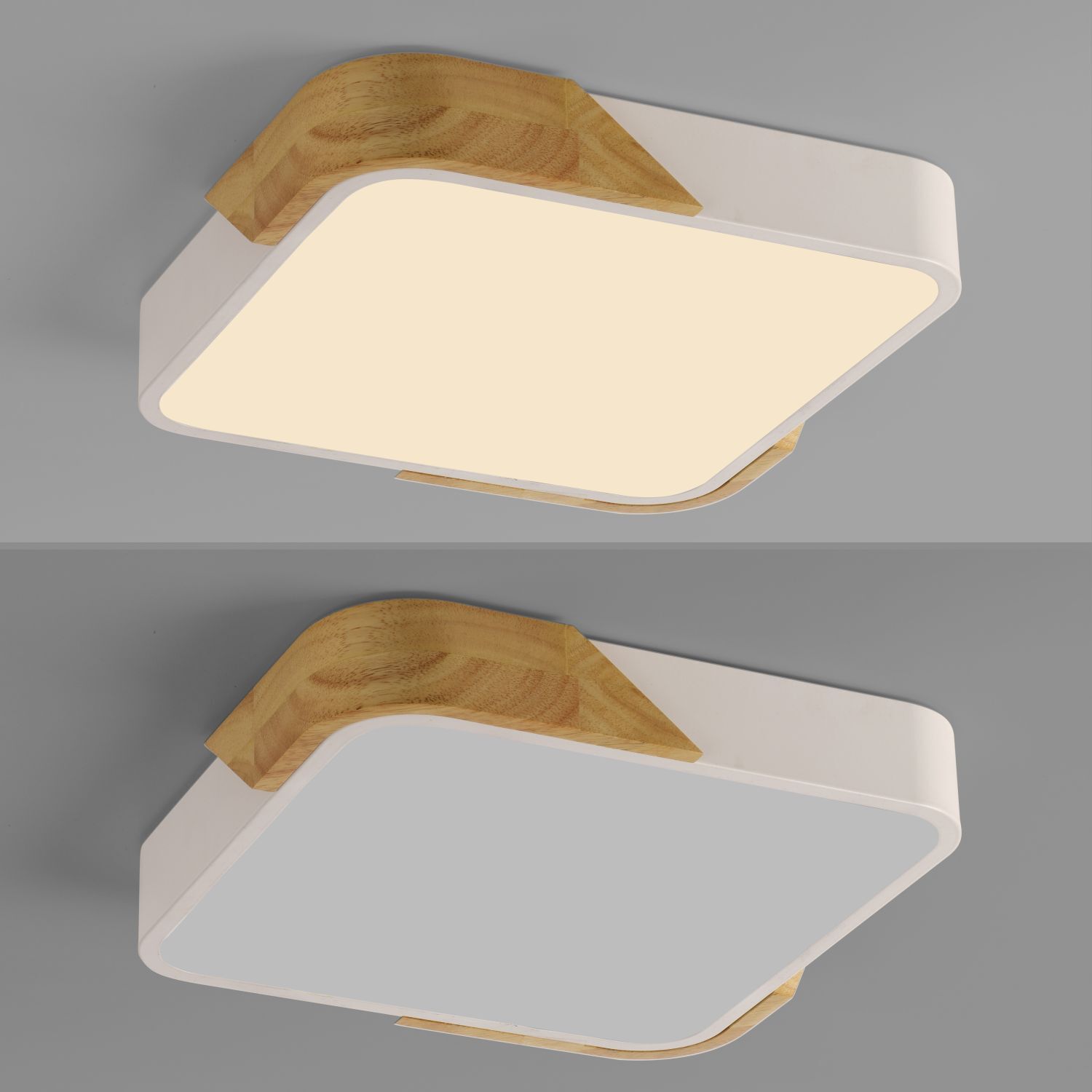 Plafonnier LED Bois L:32 cm Blanc Naturel 3000 K