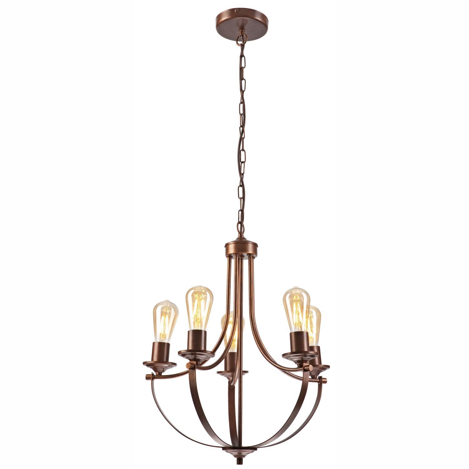 Lustre Rustique Métal Ø 45 cm 5-flamme E27 Marron