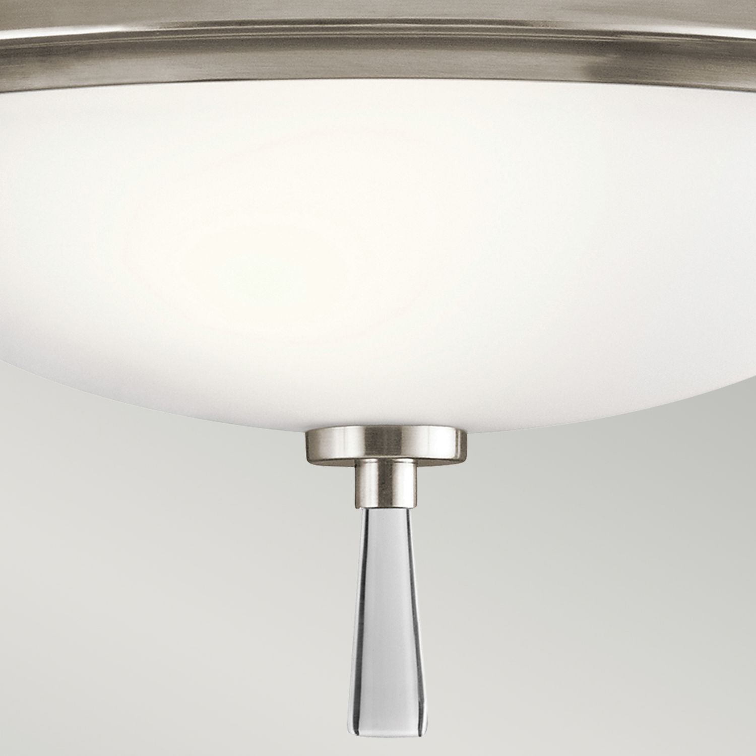 Plafonnier verre métal Ø42cm rond en blanc étain
