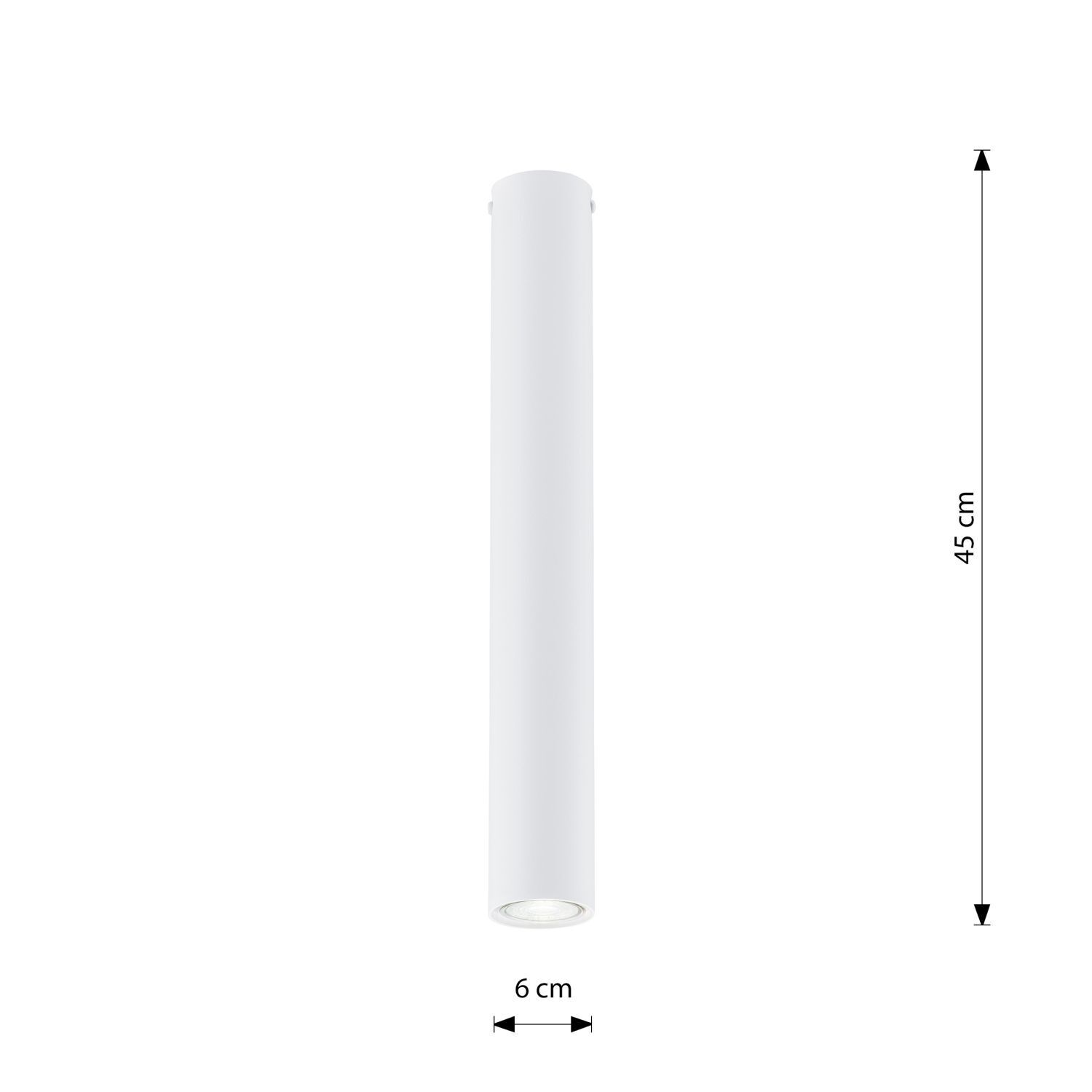 Plafonnier métal D : 6 cm H : 45 cm Blanc GU10 Apparent