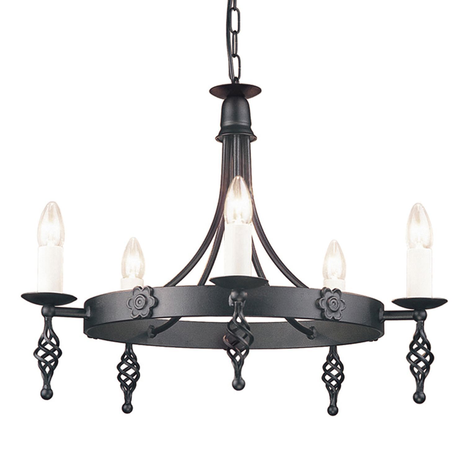 Lustre Suspendu Noir Rustique Rond CAMELOT