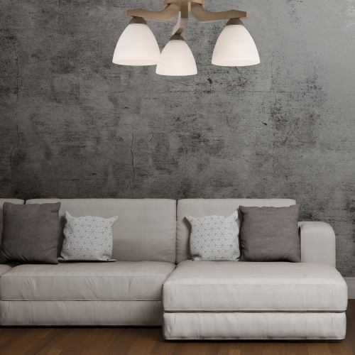 Plafonnier BATORY Bois 3-flmg Moderne Salon