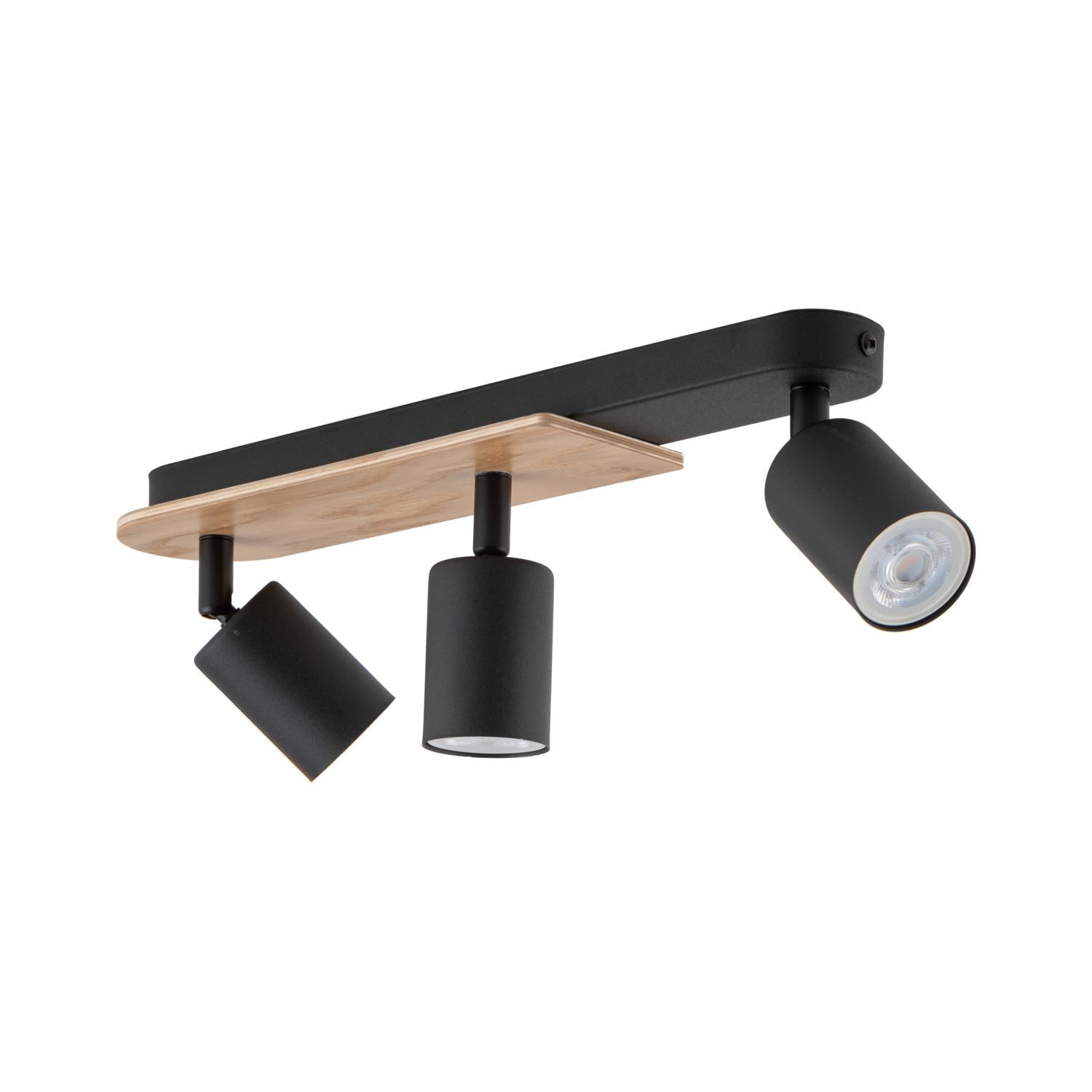 Spot à poser 3 flammes GU10 51 cm Métal Bois Moderne