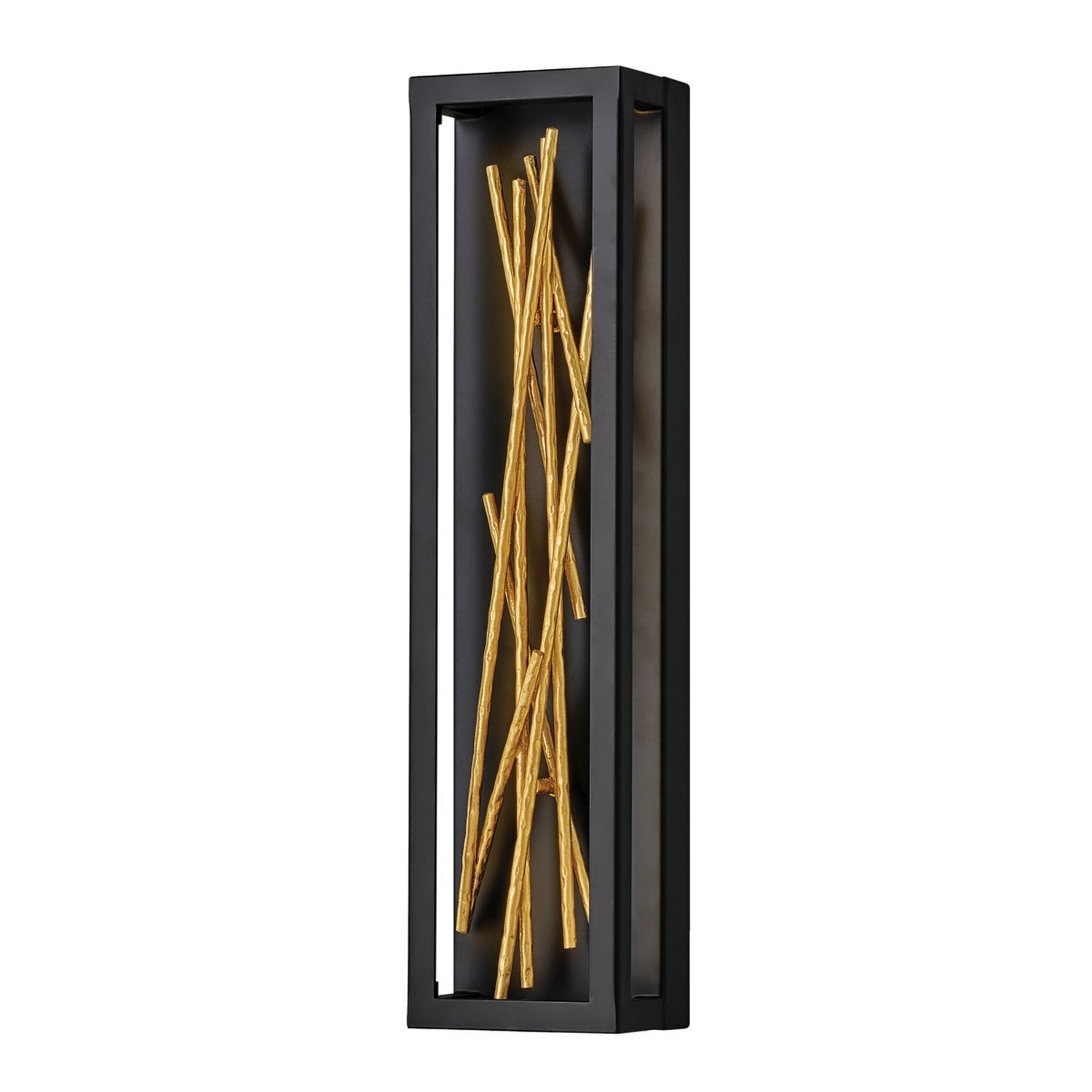 Applique murale LED métal H : 61 cm en noir or carré
