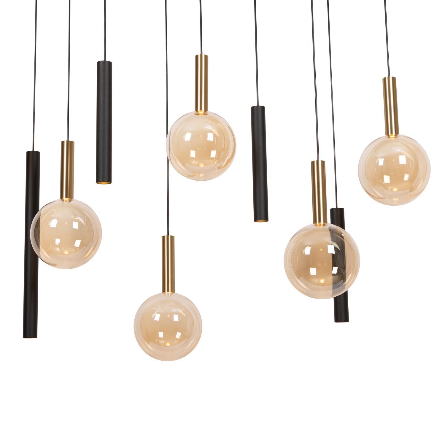Pendelleuchte Glas Bernstein 12-flammig G9 L:143 cm Leuchter, Lampe