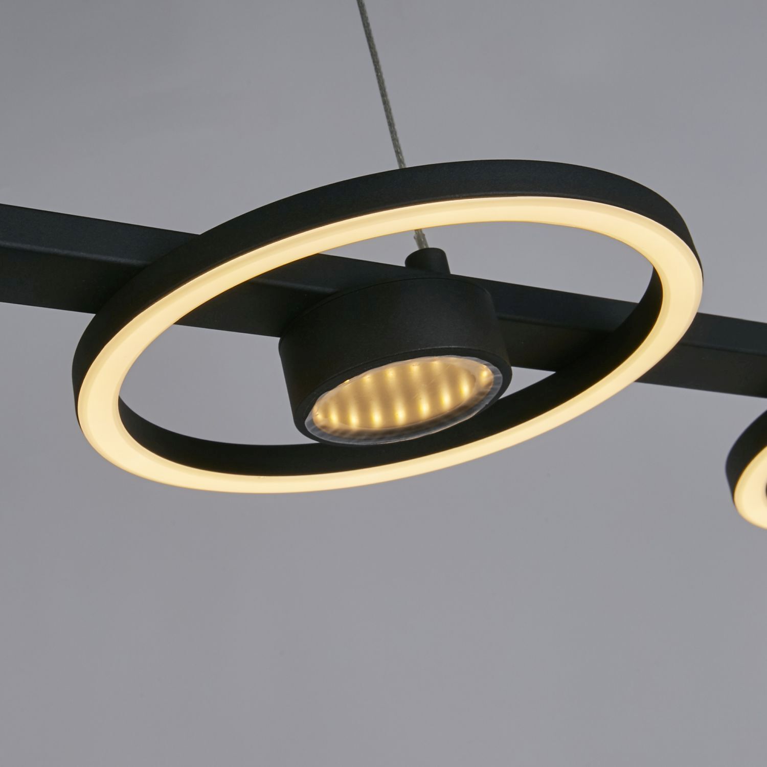 de, pendant light, ring light, ceiling fixture, black metal, LED ring